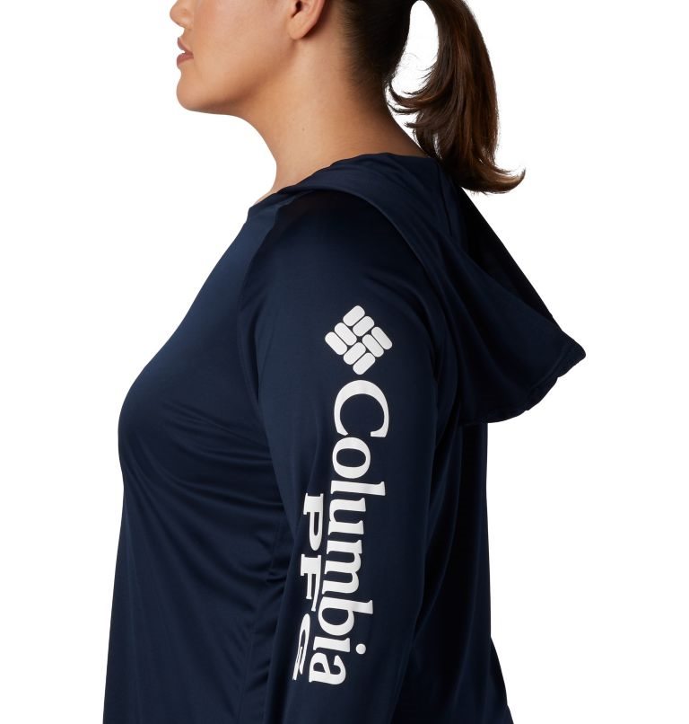 Women's Columbia PFG Tidal Tee Hoodie Navy | Plus Size CA-IA135